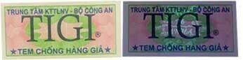 Tem chống giả Bộ Công an của TIGI Vietnam trước và sau khi chiếu tia cực tím