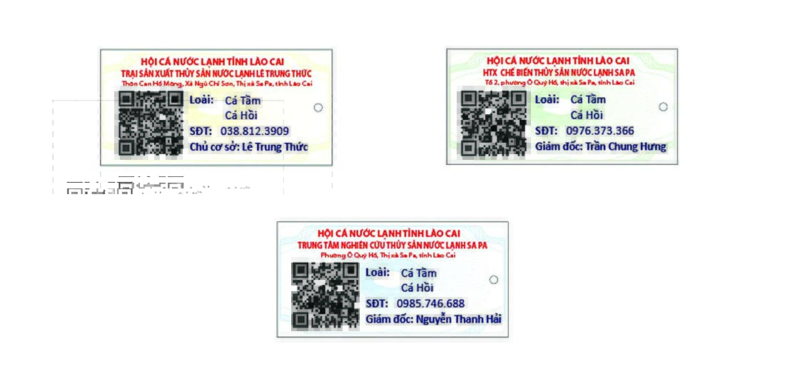 Mẫu tem truy xuất nguồn gốc của 3 cơ sở cá lạnh Sa Pa do Smartcheck cung cấp.